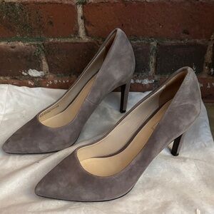 Cole Haan Gray Suede Pointed-Toe Pumps